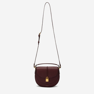 DeMellier The Siena Saddle burgundy small grain