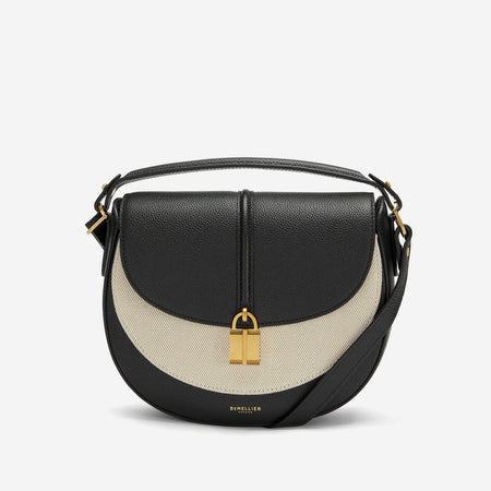 DeMellier The Siena Saddle salt & pepper canvas black small grain
