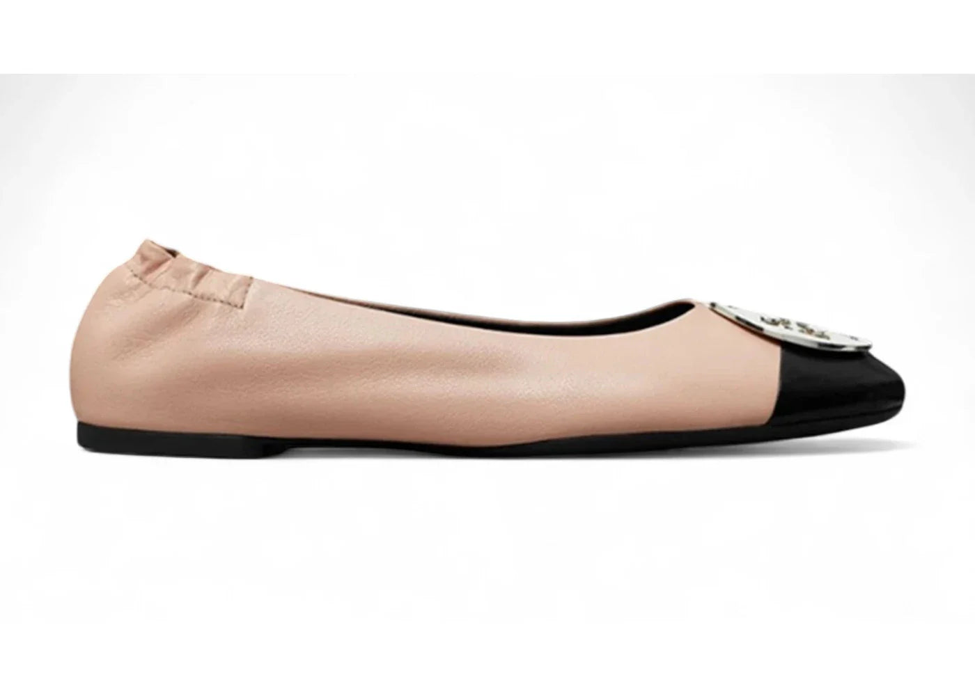 Tory Burch Claire Cap Toe Ballet Rose Silk Perfect Black (Women's)