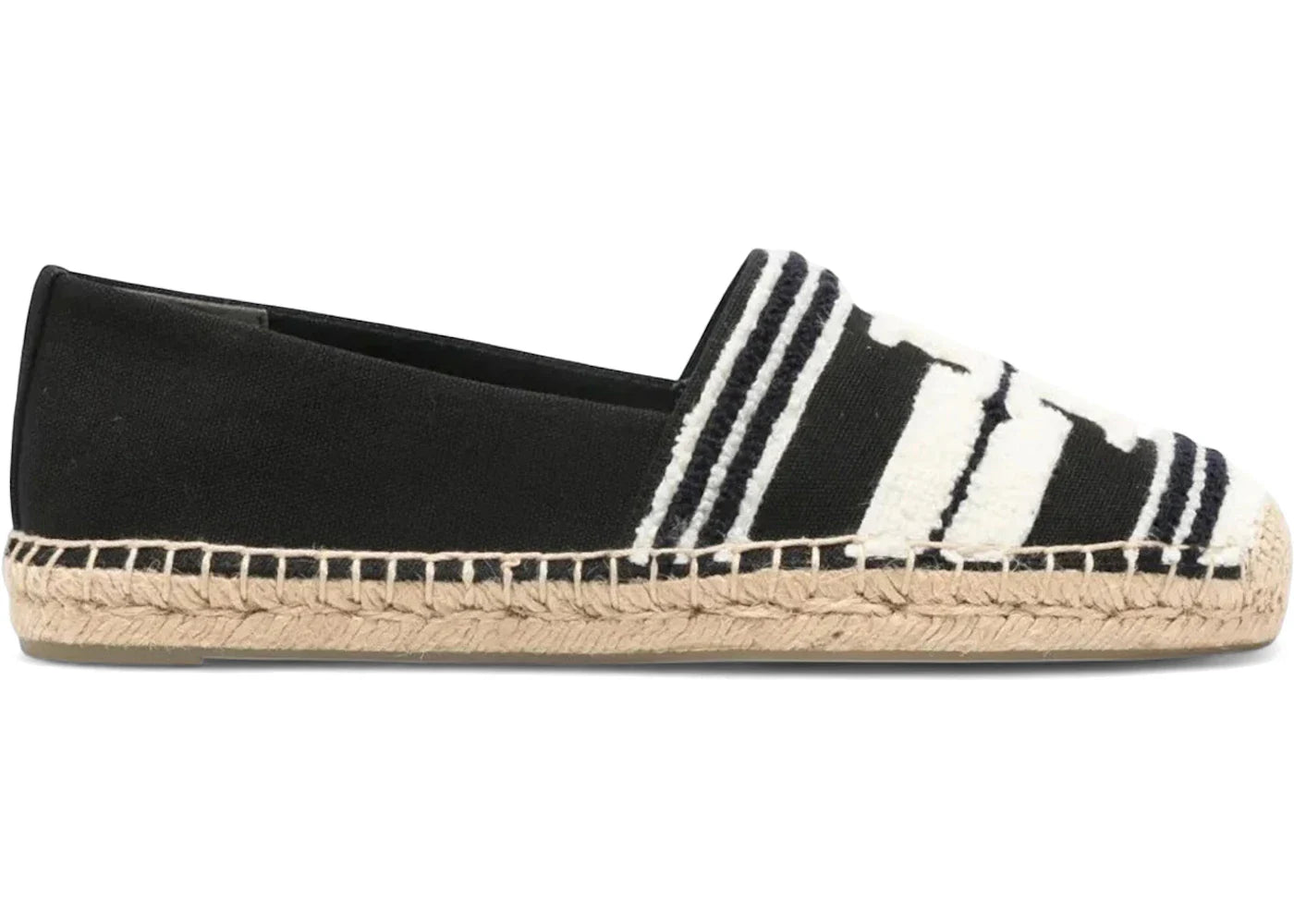 Tory Burch Double T Espadrille Nero Light Alabaster (Women's)