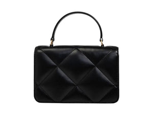 Tory Burch Kira Diamond Quilt Mini Top Handle Chain Wallet Black