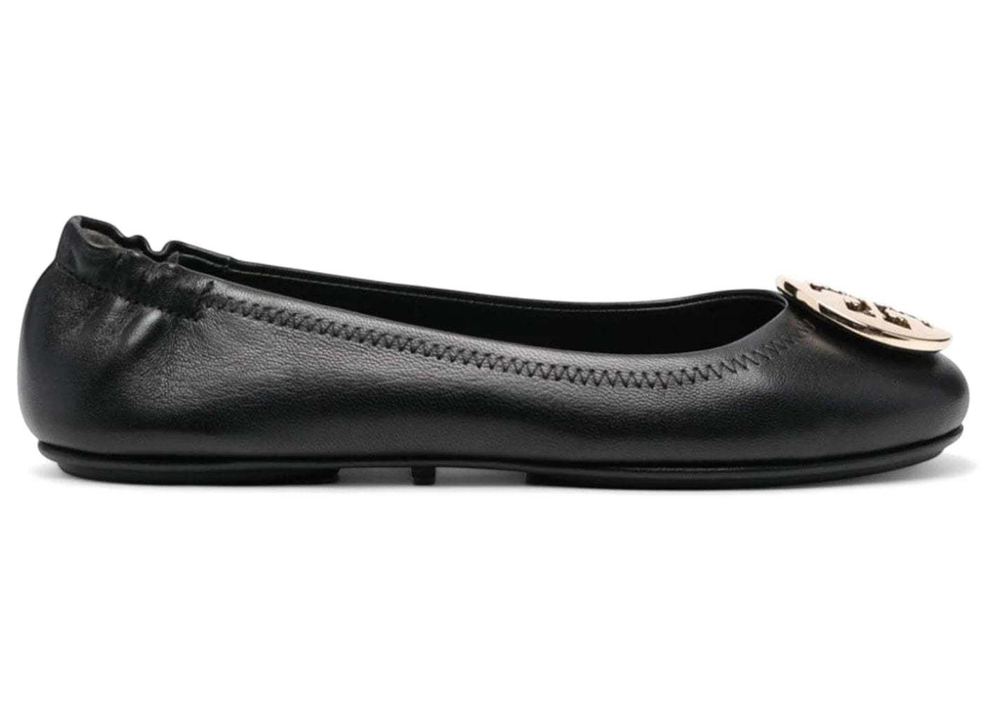 Tory Burch Minnie Travel Ballet Flats Perfect Black Gold (Women's)