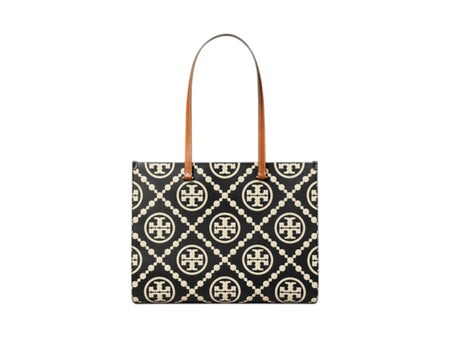 Tory Burch T Monogram Contrast Embossed Tote Black/White