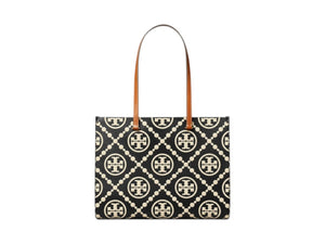 Tory Burch T Monogram Contrast Embossed Tote Black/White