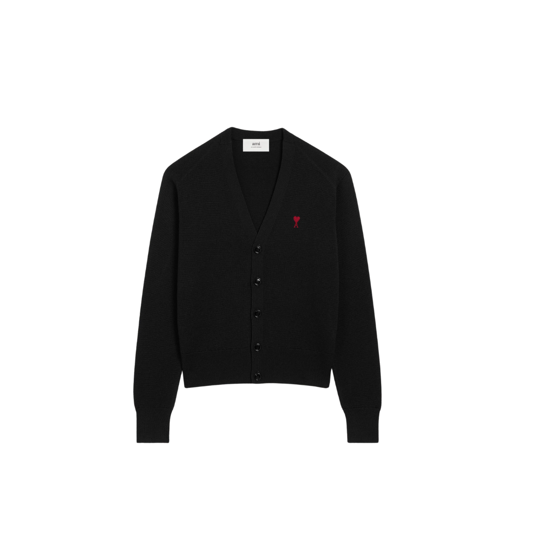 Permanent Black Wool Ami De Coeur Cardigan Cardigan in merino wool knit