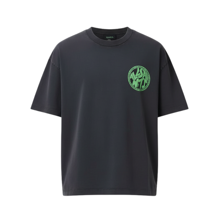 ALL SAINTS Distortion Brand Print Regular Fit Crew-Neck T-Shirt (washed-black)