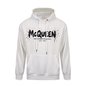 Alexander McQueen White Hoodie with Watercolor Graffiti print