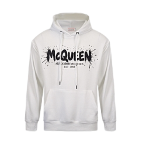 Alexander McQueen White Hoodie with Watercolor Graffiti print