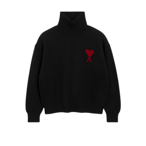 AMI PARIS De Coeur Regular Fit Funnel Neck Sweater