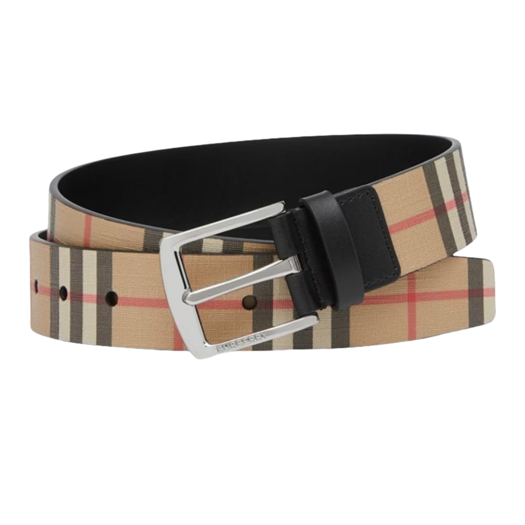 Burberry Vintage Check And Leather Belt Archive Beige/Black