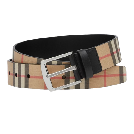 Burberry Vintage Check And Leather Belt Archive Beige/Black