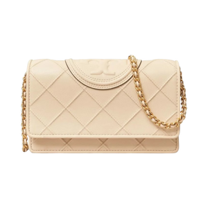 Tory Burch Fleming Chain Wallet New Cream