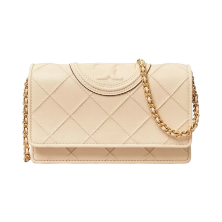 Tory Burch Fleming Chain Wallet New Cream