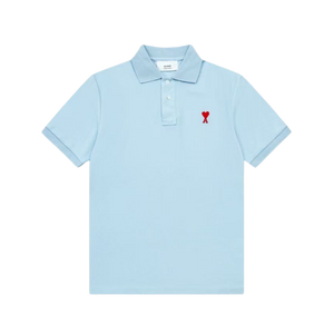 Ami De Coeur polo shirt in sky blue organic cotton piqué