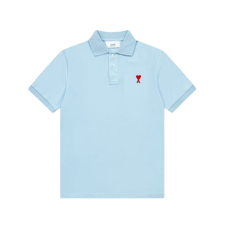 Ami De Coeur polo shirt in sky blue organic cotton piqué