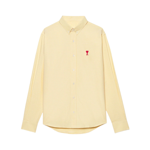 AMI Paris Ami De Coeur Button Down Cotton Shirt Yellow