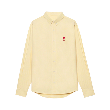 AMI Paris Ami De Coeur Button Down Cotton Shirt Yellow