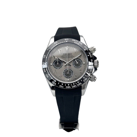 Seiko Custom Mod Rhodium Grey Arabic Daytona Quartz Chronograph