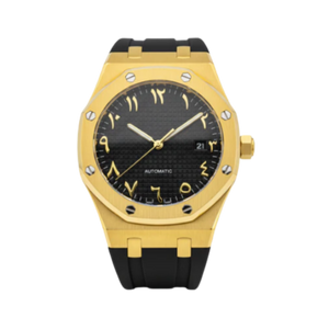 Seiko Custom Mod Black Gold Arabic AP on rubber strap
