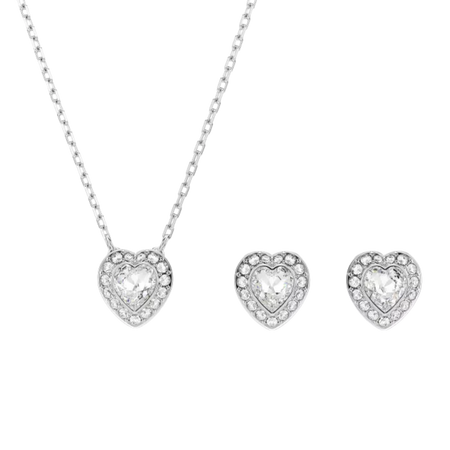 Swarovski® Ss25 Capsule Women's Base Metal Set: Necklace + Earrings - Silver 5720849