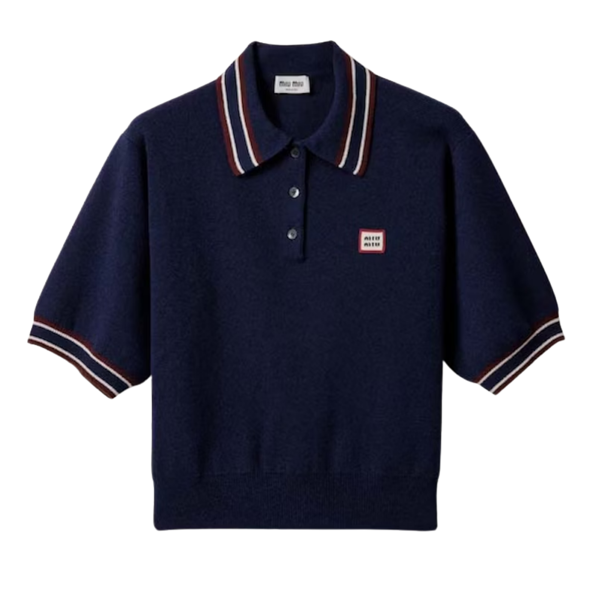 Miu Miu Wool And Cashmere Polo Sweater Navy