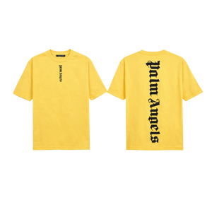Palm Angels Yellow T-Shirt Featuring A Large Black Gothic Font Logo [Sourcex Exclusive]