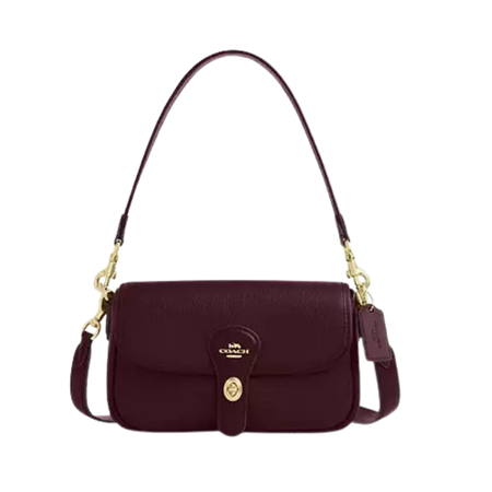 Hadley Shoulder Bag pebbled leather/Gold/Dark Wine