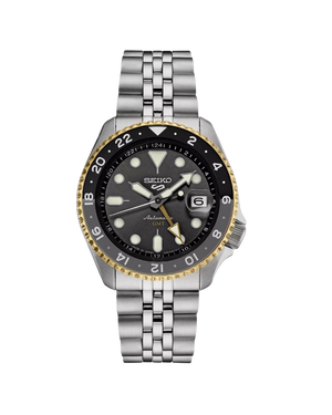 Seiko 5 SSK021 Men Sports GMT Mechanical Automatic Stainless Silver Tone