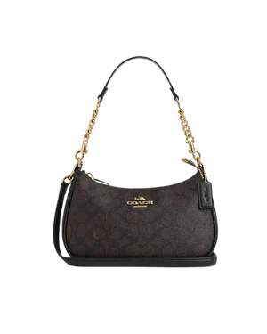 Coach Teri Shoulder Bag In Signature Canvas Signature Canvas-Gold-Walnut-Black