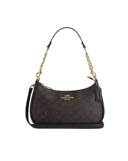 Coach Teri Shoulder Bag In Signature Canvas Signature Canvas-Gold-Walnut-Black