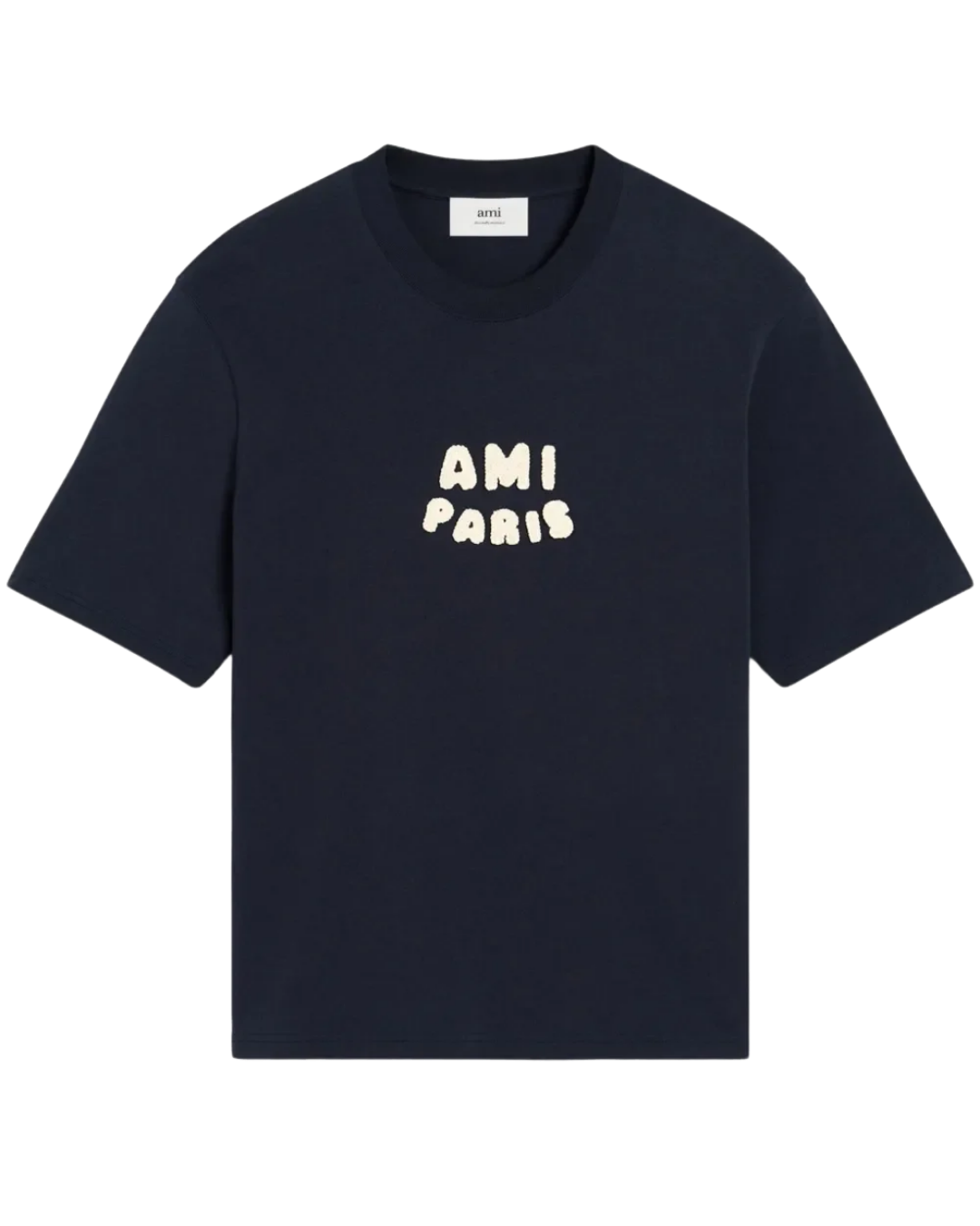 Ami Paris Cotton T-Shirt With A Front Logo Patch Navy Blue [Sourcex Exclusive]