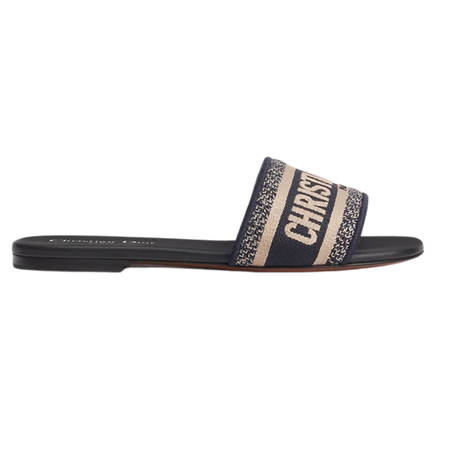 Dway Slide Deep Blue Embroidered Cotton