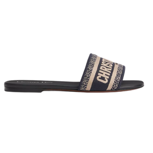 Dway Slide Deep Blue Embroidered Cotton