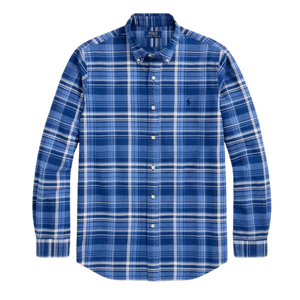 Polo Ralph Lauren Classic Fit Plaid Oxford Shirt Indigo & White Multi