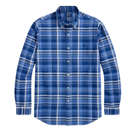Polo Ralph Lauren Classic Fit Plaid Oxford Shirt Indigo & White Multi