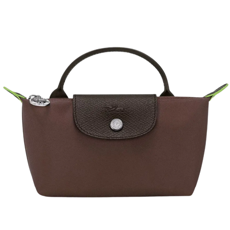 Longchamp Le Pliage Original Pouch with handle & contrast leather top flap