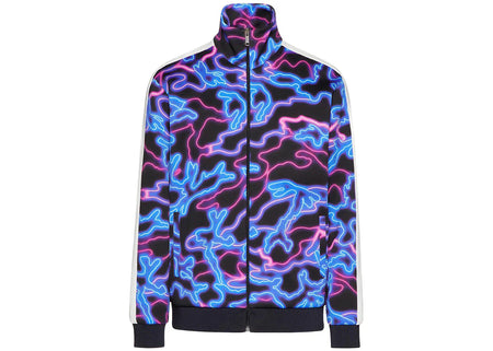 Valentino All Over Neon Camou Print Zip Sweatshirt Blue