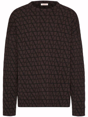 Valentino Allover Logo Knitwear Brown