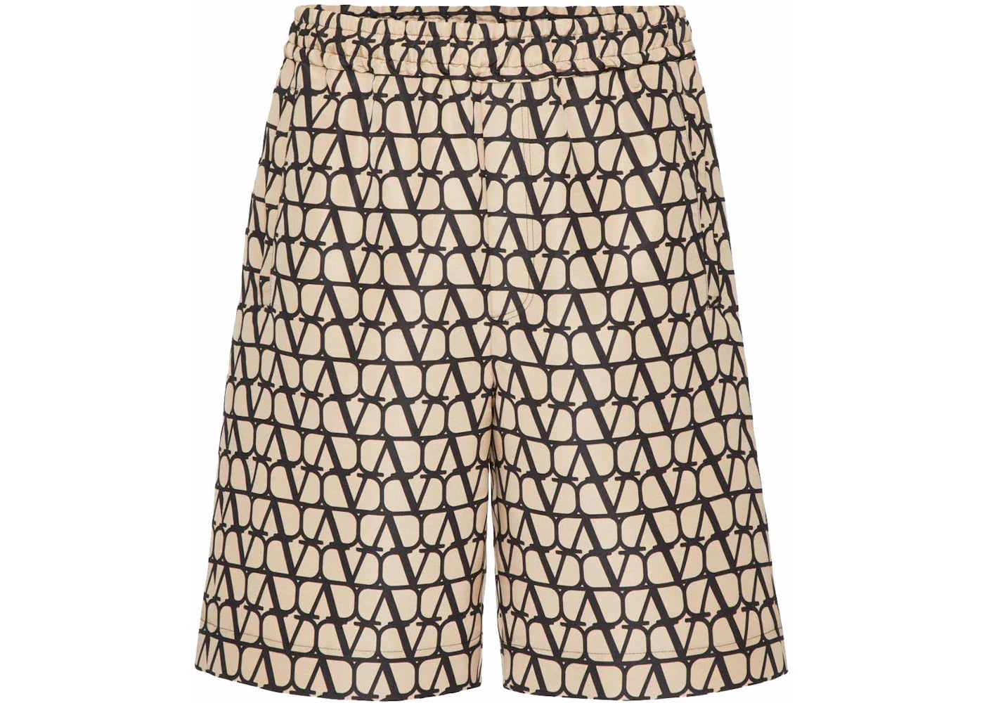 Valentino Allover Logo Silk Bermuda Beige/Black