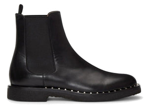 Valentino Garavani Leather Soul Rockstud Chelsea Boots Black