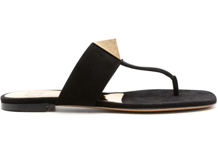 Valentino Garavani One Stud Flat Thong Sandals Black (Women's)