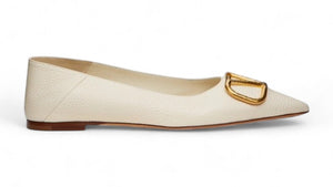 Valentino V Logo Signature Ballerina Flat Ivory (Women's)