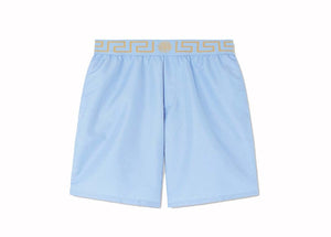 Versace Greca Long Swim Shorts Light Blue