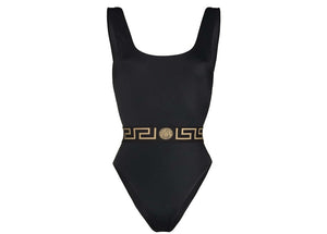 Versace Greca Print One-piece Swimsuit Black
