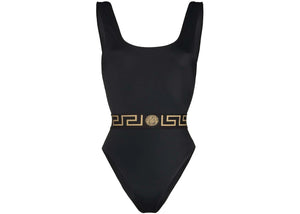 Versace Greca Print One-piece Swimsuit Black