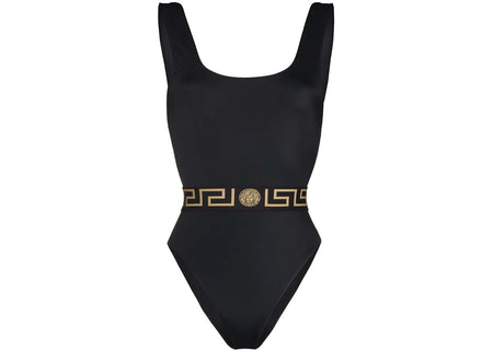 Versace Greca Print One-piece Swimsuit Black