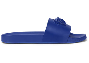 Versace Leather Slides LA Medusa Royal Blue