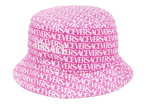 Versace Logo Print Bucket Hat Pink