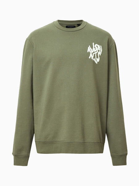 AllSaints Green Orlando Crew Cotton Sweatshirt