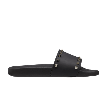 Valentino Rockstud Rubber Slider Sandal Black